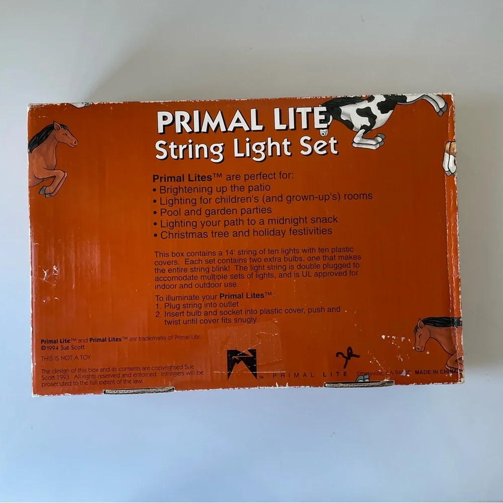 Vintage 90s 1994 Primal Lite Rarin’ to Go Horses String Lights